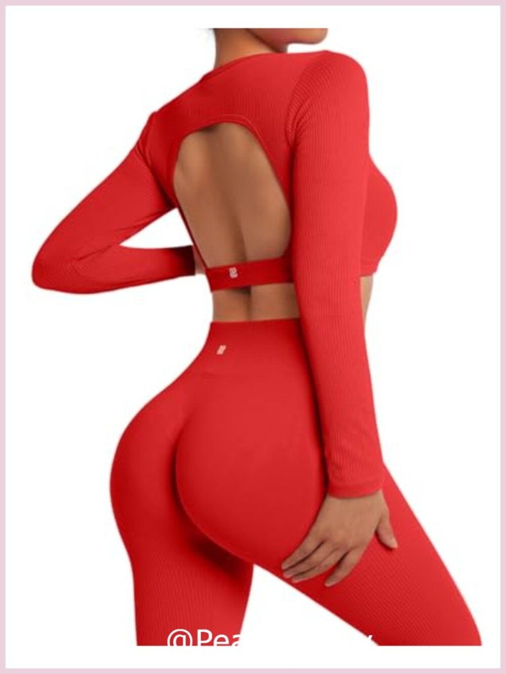 Seamless Two-Piece Workout Set 4-Way Stretch Open Back Crop Top Padded Bra